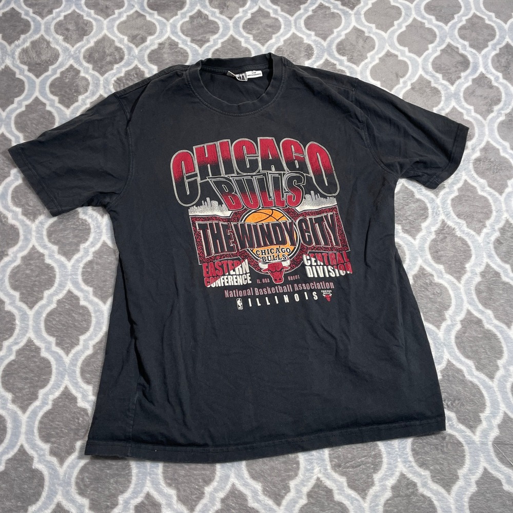 NBA Chicago Bulls Shirt Mens Large Black The Windy City Graphic Tee